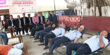 बेलकामा १५४ जनाले गरे रक्तदान।