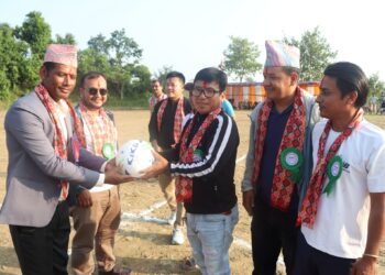 सेतिखोला भिमफेदी रंगशालामा दोस्रो नगर कप फुटबल प्रतियोगिता सुरु, उद्घाटन खेलको नेटबल द्वारा निर्णय